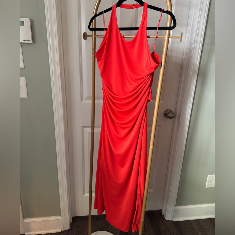Anthropologie Vibrant Red Backless Dress